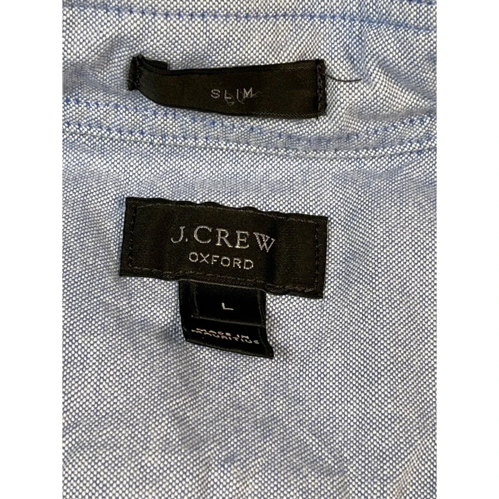 J.‎ Crew Mens Oxford Shirt Large Slim Fit Two Tone Blue Casual Button Up